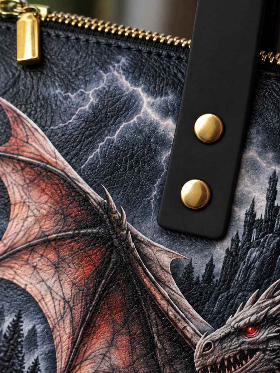 "Violent Little Thing" Dragon Rider Leather Tote Bag