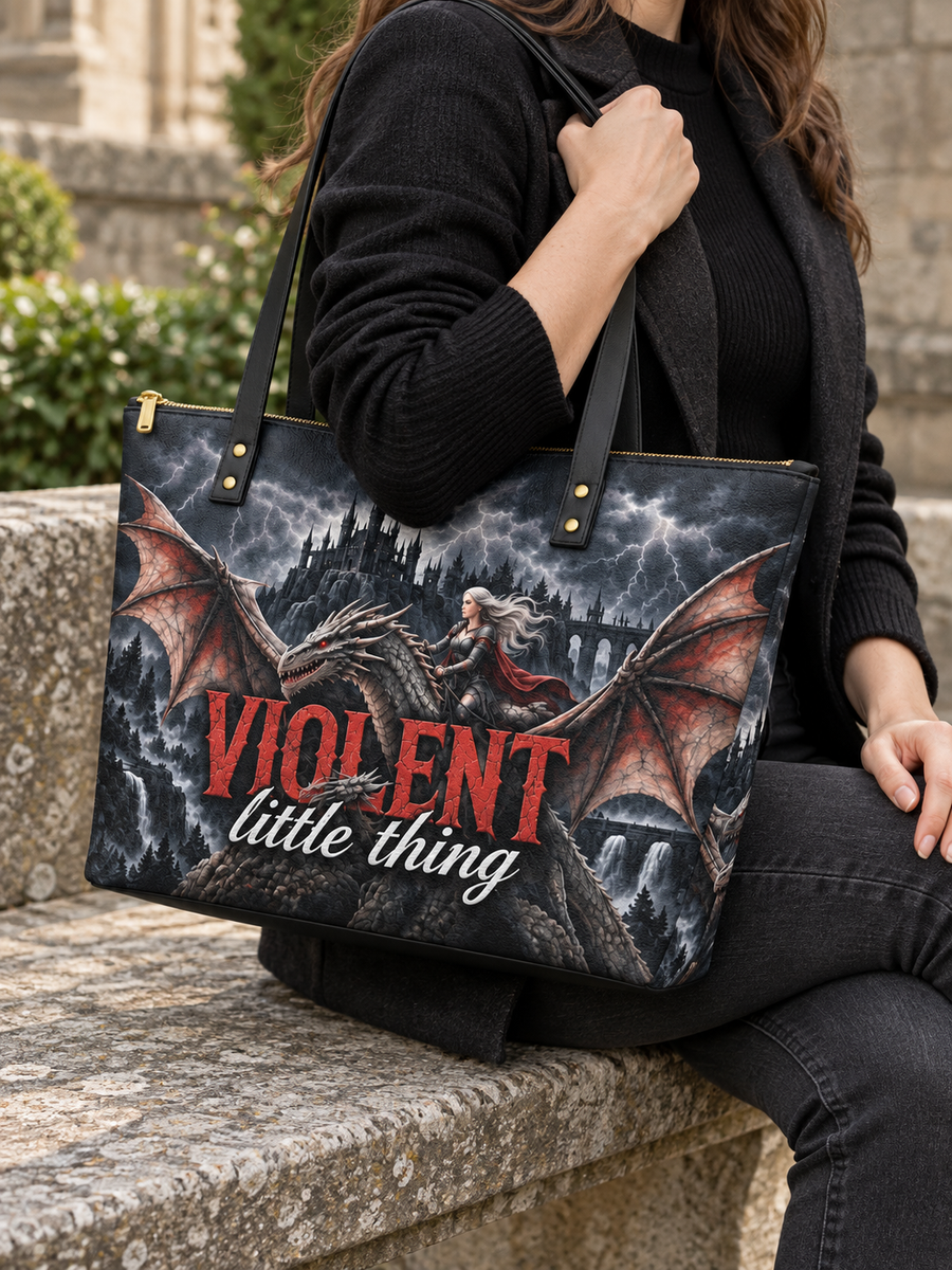 "Violent Little Thing" Dragon Rider Leather Tote Bag
