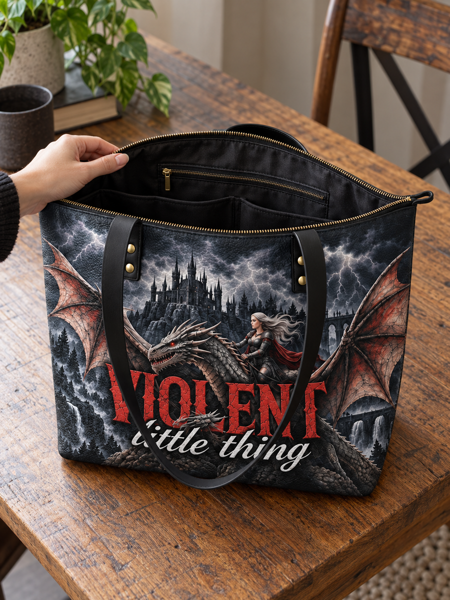 "Violent Little Thing" Dragon Rider Leather Tote Bag