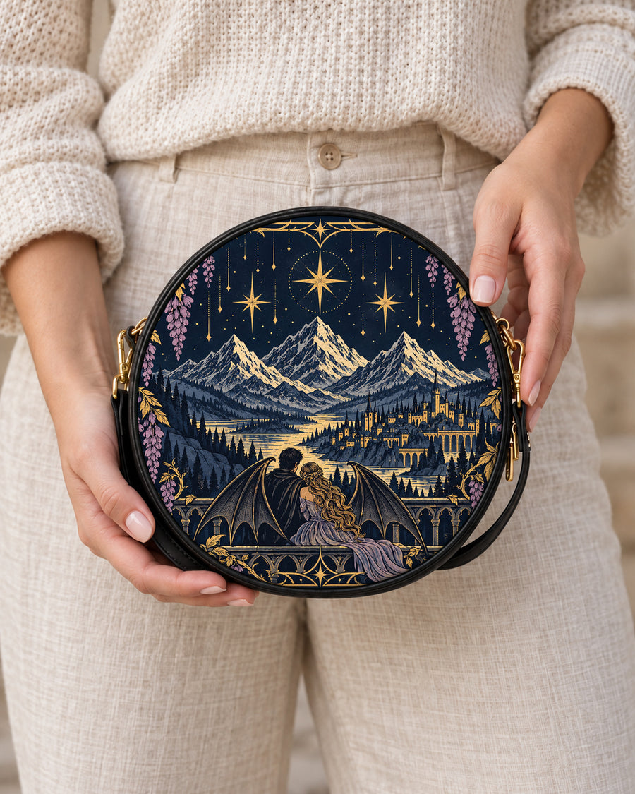 "Wisteria Balcony" Winged Lovers Circle Crossbody Bag