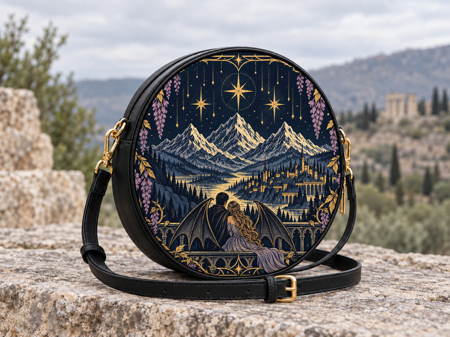 "Wisteria Balcony" Winged Lovers Circle Crossbody Bag