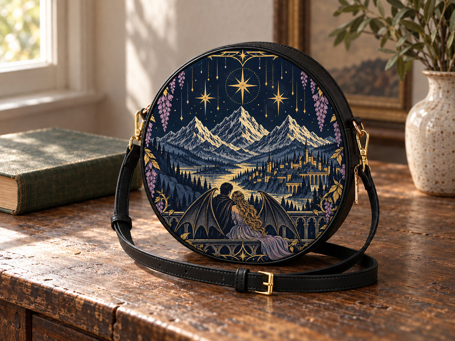 "Wisteria Balcony" Winged Lovers Circle Crossbody Bag