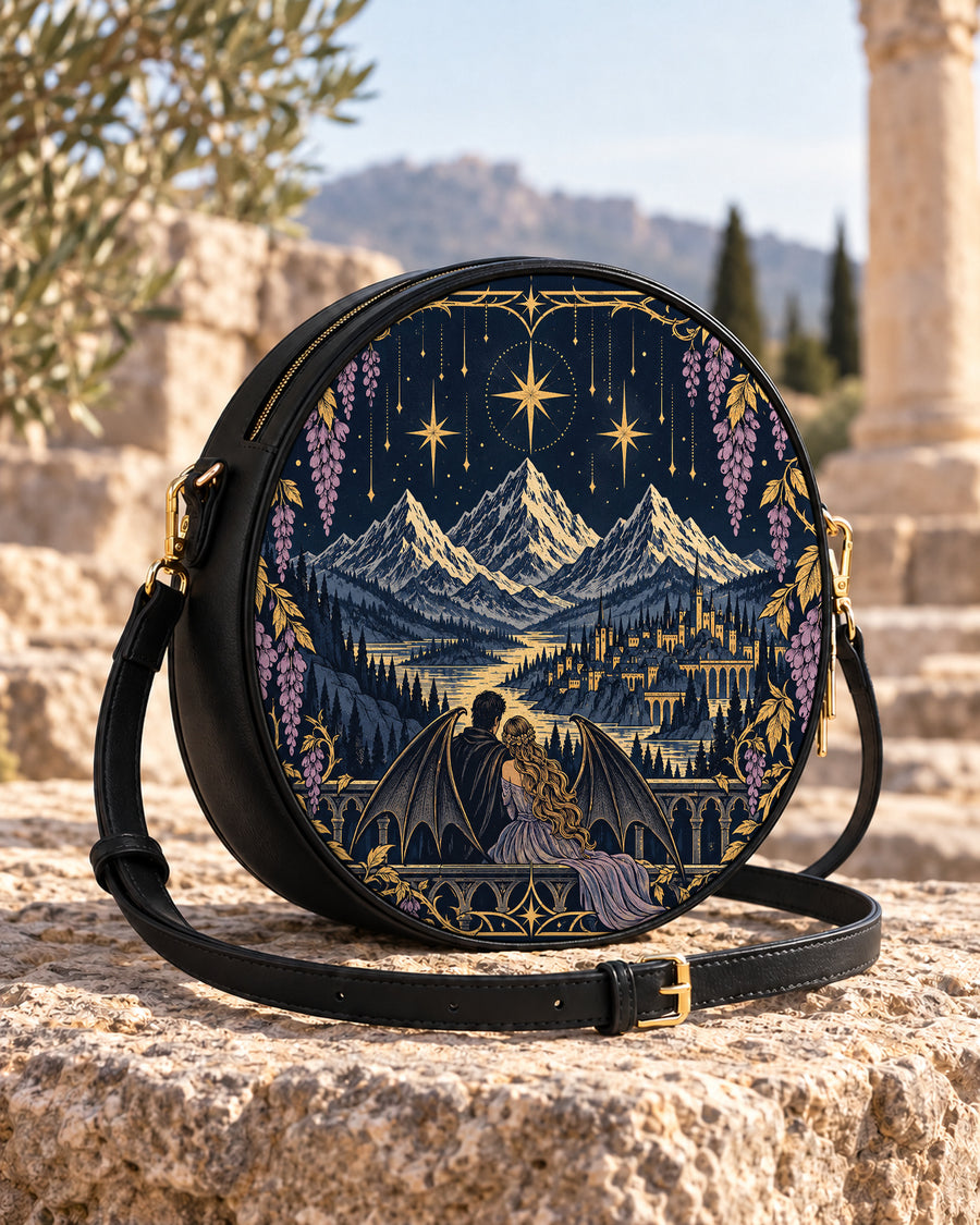 "Wisteria Balcony" Winged Lovers Circle Crossbody Bag