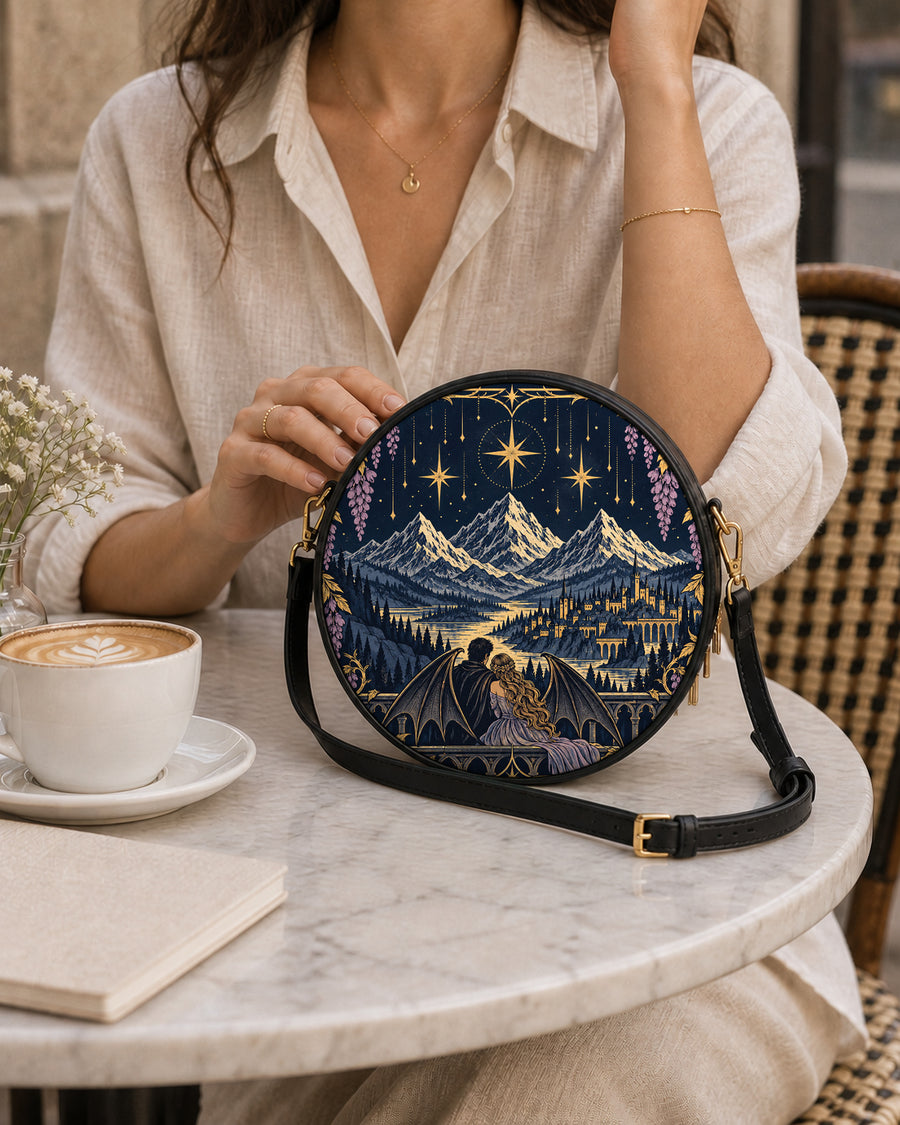 "Wisteria Balcony" Winged Lovers Circle Crossbody Bag
