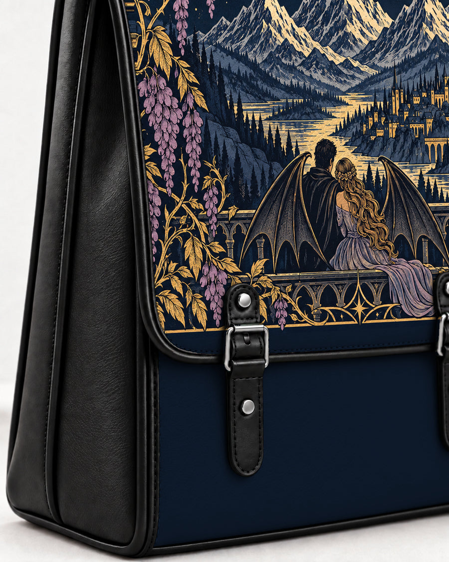 "Wisteria Balcony" Winged Lovers Leather Backpack