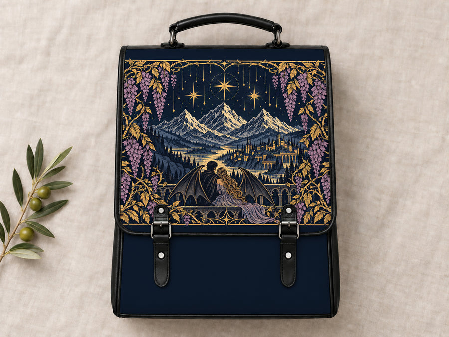 "Wisteria Balcony" Winged Lovers Leather Backpack