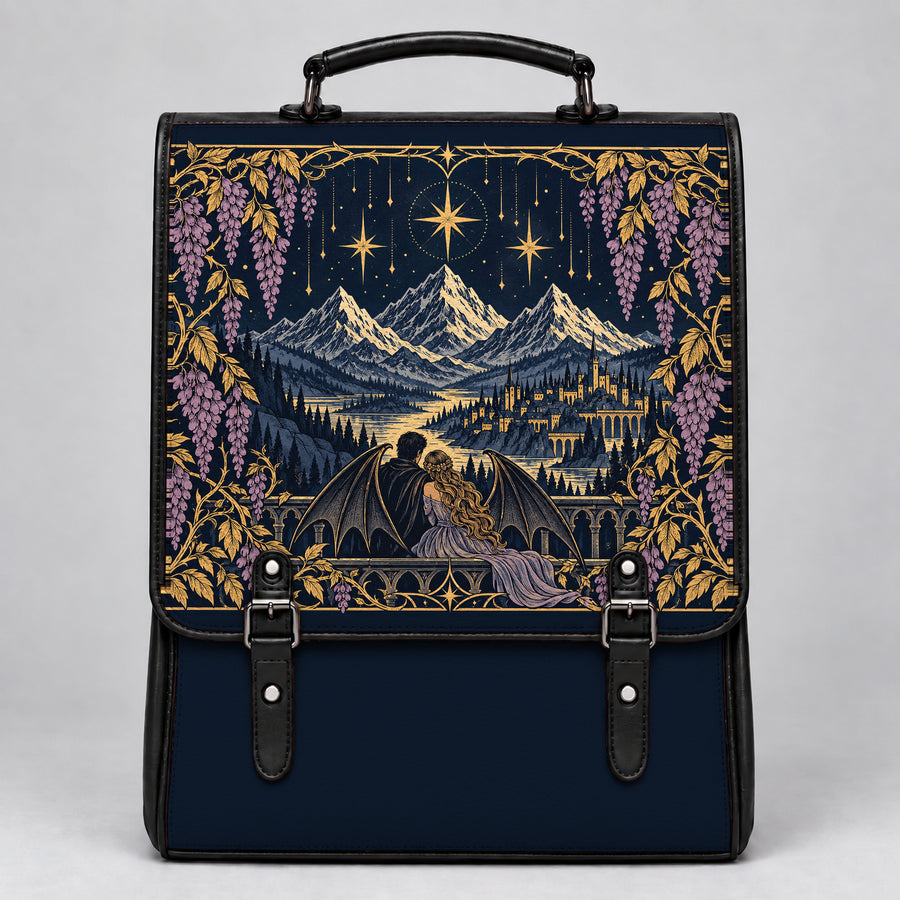 "Wisteria Balcony" Winged Lovers Leather Backpack