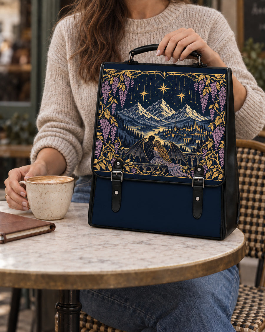 "Wisteria Balcony" Winged Lovers Leather Backpack