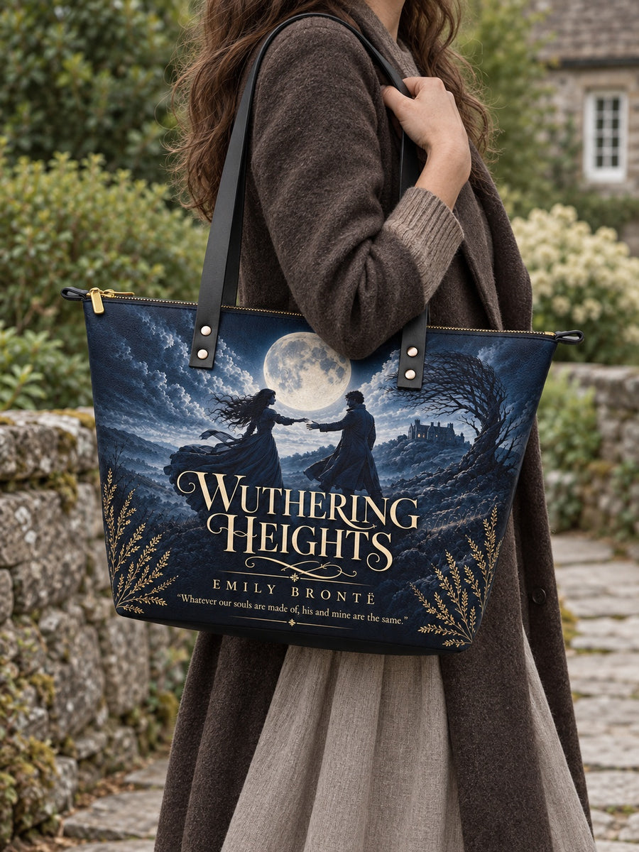 "Wuthering Heights" Windswept Moors Leather Tote Bag