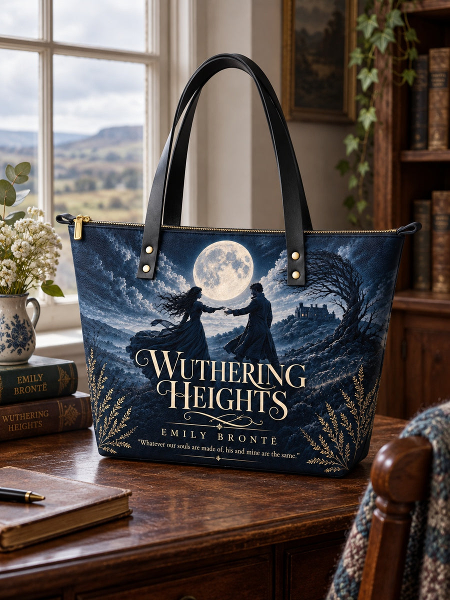 "Wuthering Heights" Windswept Moors Leather Tote Bag