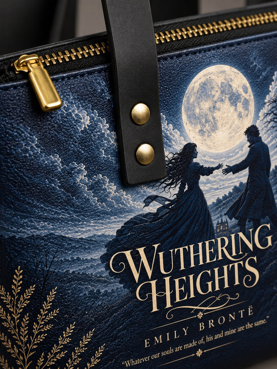 "Wuthering Heights" Windswept Moors Leather Tote Bag