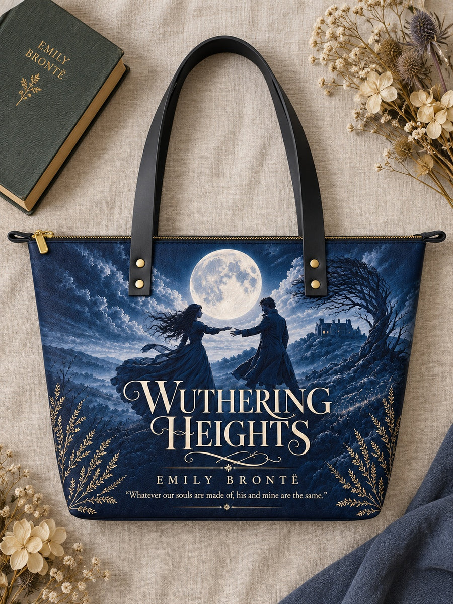 "Wuthering Heights" Windswept Moors Leather Tote Bag