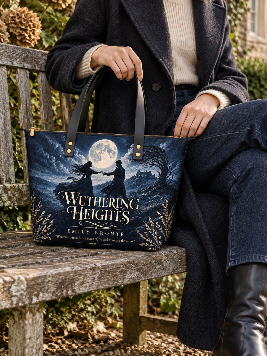 "Wuthering Heights" Windswept Moors Leather Tote Bag