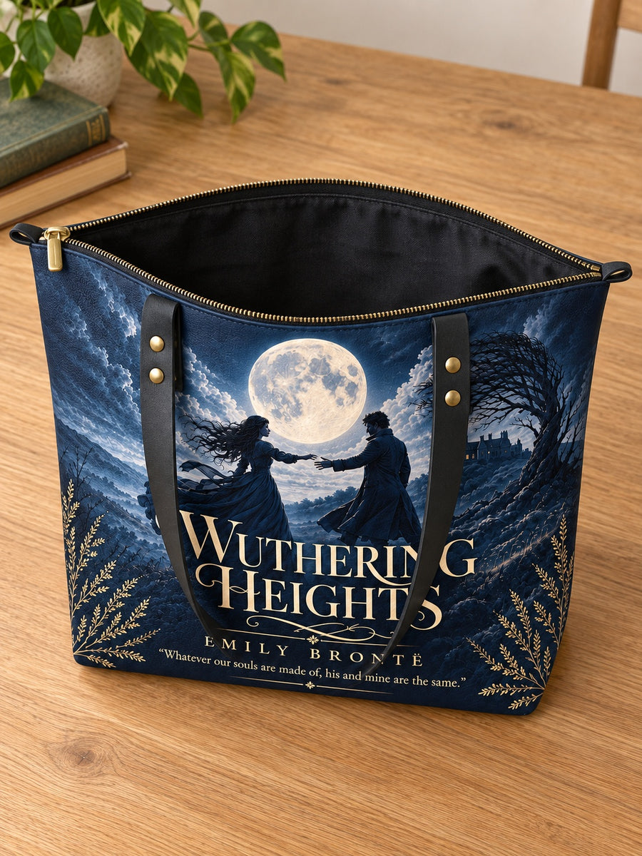 "Wuthering Heights" Windswept Moors Leather Tote Bag